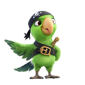 Green Pirate Parrot V2 Vinyl Car Decal Sticker – Waterproof & UV-Resistant 8"