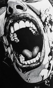 Screaming Mouth Drawing Vinyl Car Decal Sticker – Waterproof & UV-Resistant 8"