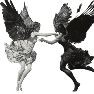 Raven Winged Duel Vinyl Car Decal Sticker – Waterproof & UV-Resistant 8"