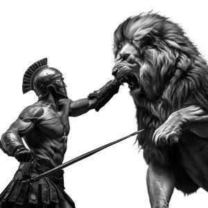 Gladiator Vs Lion V2 Vinyl Car Decal Sticker – Waterproof & UV-Resistant 8"