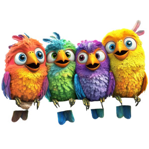 Colorful Costumed Birds Vinyl Car Decal Sticker – Waterproof & UV-Resistant 8"