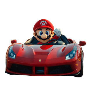 Mario In Ferrari Vinyl Car Decal Sticker – Waterproof & UV-Resistant 8"