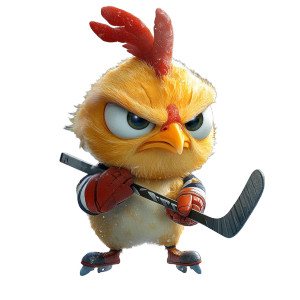 Angry Hockey Chicken Vinyl Car Decal Sticker – Waterproof & UV-Resistant 8"