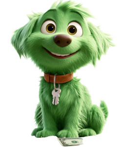 Cheerful Green Dog Vinyl Car Decal Sticker – Waterproof & UV-Resistant 8"