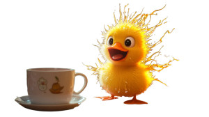 Caffeinated Anime Ducky Vinyl Car Decal Sticker – Waterproof & UV-Resistant 8"