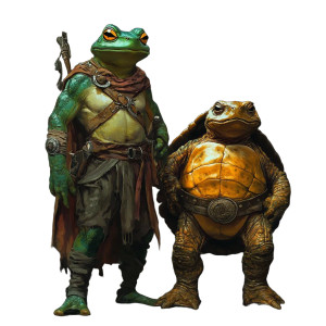 Frog Wizard & Tortoise Wrestler Vinyl Car Decal Sticker – Waterproof & UV-Resistant 8"