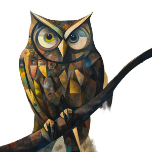 Dark Cubism Owl Vinyl Car Decal Sticker – Waterproof & UV-Resistant 8"