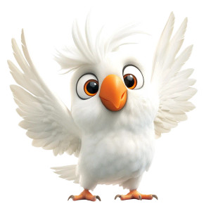 Cartoon Albino Parakeet Vinyl Car Decal Sticker – Waterproof & UV-Resistant 8"