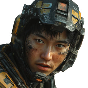 Futuristic Asian Soldier V2 Vinyl Car Decal Sticker – Waterproof & UV-Resistant 8"