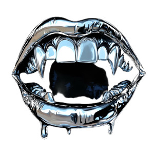 Chrome Vampire Mouth V2 Vinyl Car Decal Sticker – Waterproof & UV-Resistant 8"