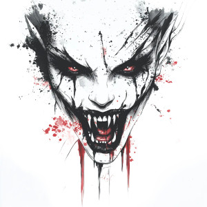 Vampire Head Drawing Vinyl Car Decal Sticker – Waterproof & UV-Resistant 8"