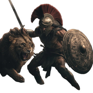 Spartan Fighting Lion Vinyl Car Decal Sticker – Waterproof & UV-Resistant 8"