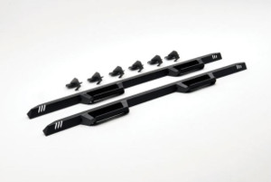 N-Fab Nerf Bar | Epyx Angular Style Straight with Drop Down Steps | Textured Black Steel
