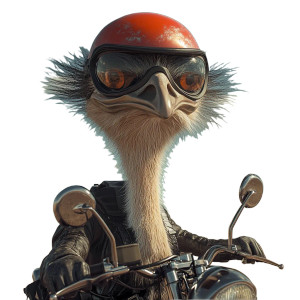 Helmeted Ostrich Biker Vinyl Car Decal Sticker – Waterproof & UV-Resistant 8"