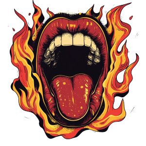 Flaming Mouth Illustration Vinyl Car Decal Sticker – Waterproof & UV-Resistant 8"
