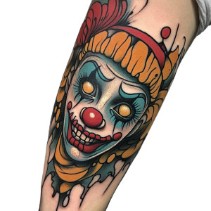 Sad Clown Tattoo Vinyl Car Decal Sticker – Waterproof & UV-Resistant 8"