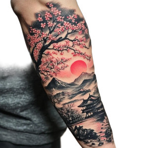 Ronin Cherry Blossom Tattoo Vinyl Car Decal Sticker – Waterproof & UV-Resistant 8"