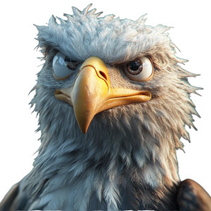 Derpy Eagle Illustration Vinyl Car Decal Sticker – Waterproof & UV-Resistant 8"