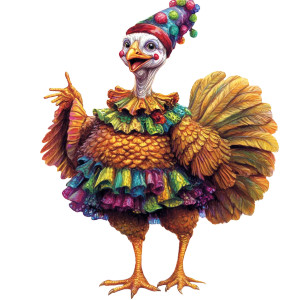 Happy Turkey Clown Vinyl Car Decal Sticker – Waterproof & UV-Resistant 8"