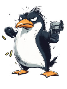 Angry Armed Penguin Vinyl Car Decal Sticker – Waterproof & UV-Resistant 8" Angry Armed Penguin Vinyl Car Decal Sticker – Waterproof & UV-Resistant 8"