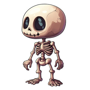 Chibi Skeleton Vinyl Car Decal Sticker – Waterproof & UV-Resistant 8"