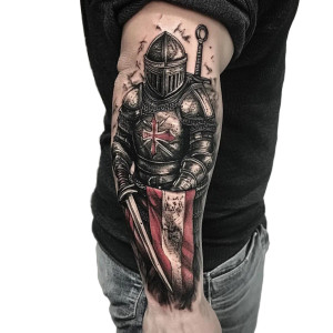 Medieval Knight Tattoo Vinyl Car Decal Sticker – Waterproof & UV-Resistant 8"