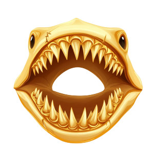 Golden Fish Jaws Vinyl Car Decal Sticker – Waterproof & UV-Resistant 8"