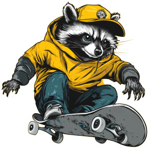 Skating Raccoon Logo Vinyl Car Decal Sticker – Waterproof & UV-Resistant 8"