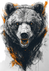 Angry Grizzly Tattoo Vinyl Car Decal Sticker – Waterproof & UV-Resistant 8"