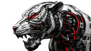 Robotic Tiger Head Vinyl Car Decal Sticker – Waterproof & UV-Resistant 8"