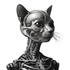 Melting Robot Cat Vinyl Car Decal Sticker – Waterproof & UV-Resistant 8"