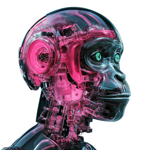 Robotic Monkey Head Vinyl Car Decal Sticker – Waterproof & UV-Resistant 8"