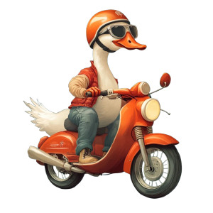 Goose On Motorcycle Vinyl Car Decal Sticker – Waterproof & UV-Resistant 8"