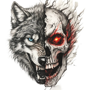 Lone Wolf Skull Tattoo Vinyl Car Decal Sticker – Waterproof & UV-Resistant 8" Lone Wolf Skull Tattoo Vinyl Car Decal Sticker – Waterproof & UV-Resistant 8"