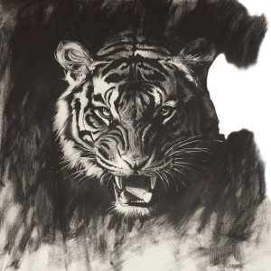 Tiger Head Drawing Vinyl Car Decal Sticker – Waterproof & UV-Resistant 8"