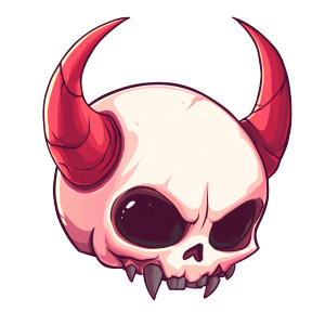 Chibi Demon Skull Vinyl Car Decal Sticker – Waterproof & UV-Resistant 8"