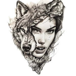 Angry Wolf Tattoo V6 Vinyl Car Decal Sticker – Waterproof & UV-Resistant 8"