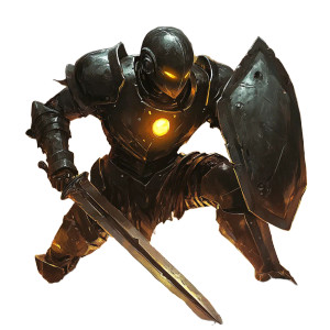 Robotic Warforged Fighter Vinyl Car Decal Sticker – Waterproof & UV-Resistant 8"