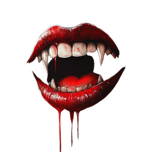 Vampire Fangs Sparkle Vinyl Car Decal Sticker – Waterproof & UV-Resistant 8"