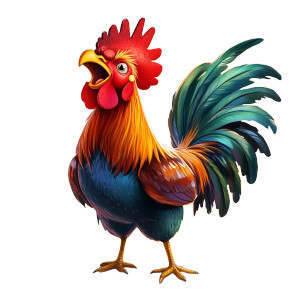 Colorful Cartoon Rooster V2 Vinyl Car Decal Sticker – Waterproof & UV-Resistant 8"