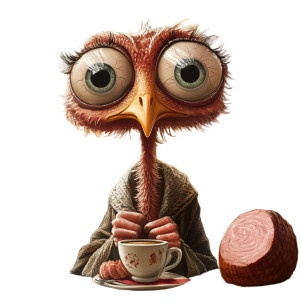 Whimsical Coffee Turkey Vinyl Car Decal Sticker – Waterproof & UV-Resistant 8"