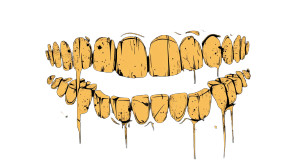 Gritty Smile Teeth Vinyl Car Decal Sticker – Waterproof & UV-Resistant 8"