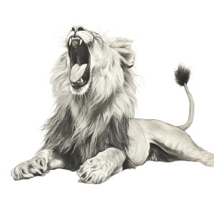 Yawning Lion Sketch Vinyl Car Decal Sticker – Waterproof & UV-Resistant 8"