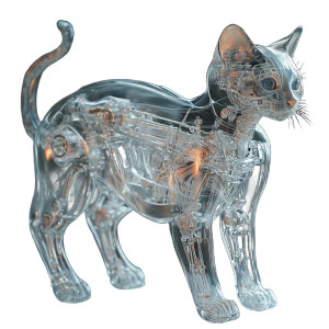 Transparent Cat Robot Vinyl Car Decal Sticker – Waterproof & UV-Resistant 8"