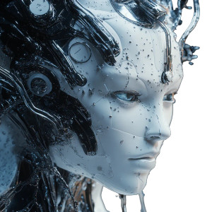 Cyber Robot Head Vinyl Car Decal Sticker – Waterproof & UV-Resistant 8"