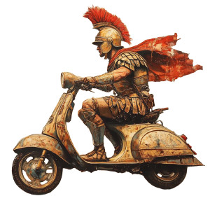 Roman On Vespa Vinyl Car Decal Sticker – Waterproof & UV-Resistant 8"