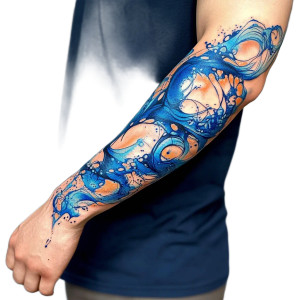 Blue Watercolor Tattoo V2 Vinyl Car Decal Sticker – Waterproof & UV-Resistant 8"