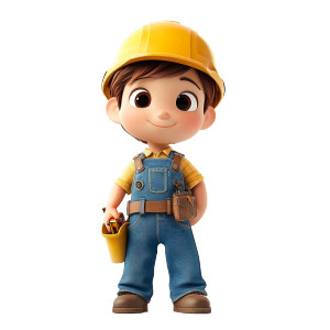 Cute Construction Boy V2 Vinyl Car Decal Sticker – Waterproof & UV-Resistant 8"