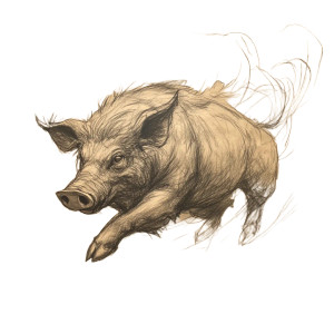 Charging Boar Sketch Vinyl Car Decal Sticker – Waterproof & UV-Resistant 8"