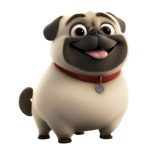 Fluffy Pug Character Vinyl Car Decal Sticker – Waterproof & UV-Resistant 8"